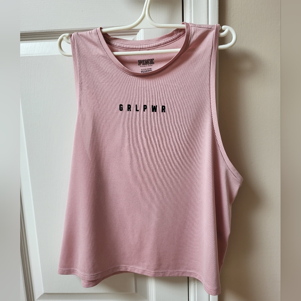 Pink Victoria's Secret GRLPWR Cropped Tank, Size Small